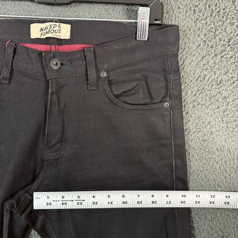 Naked & Famous Jeans Mens 30x30 Black Super Skinny Guy Stretch Selvedge Denim - Picture 7 of 16